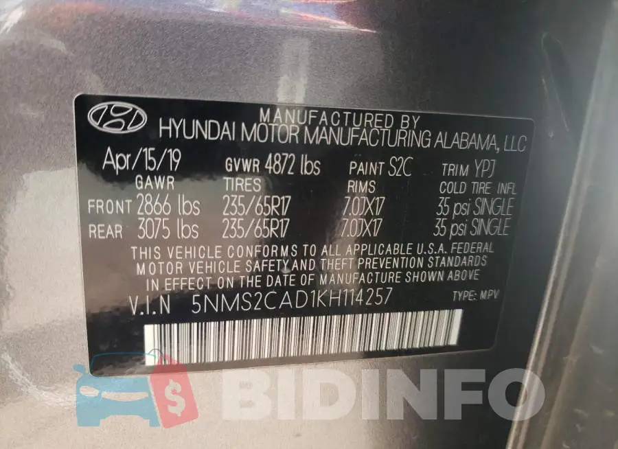 5NMS2CAD1KH114257 Photo# 14
