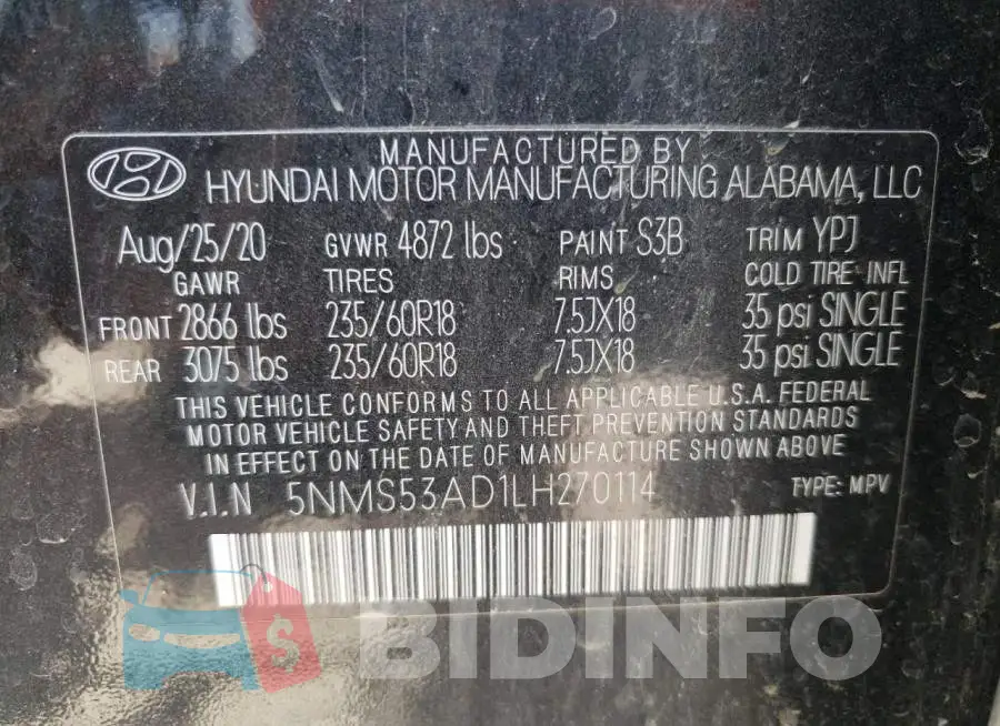 5NMS53AD1LH270114 Photo# 10