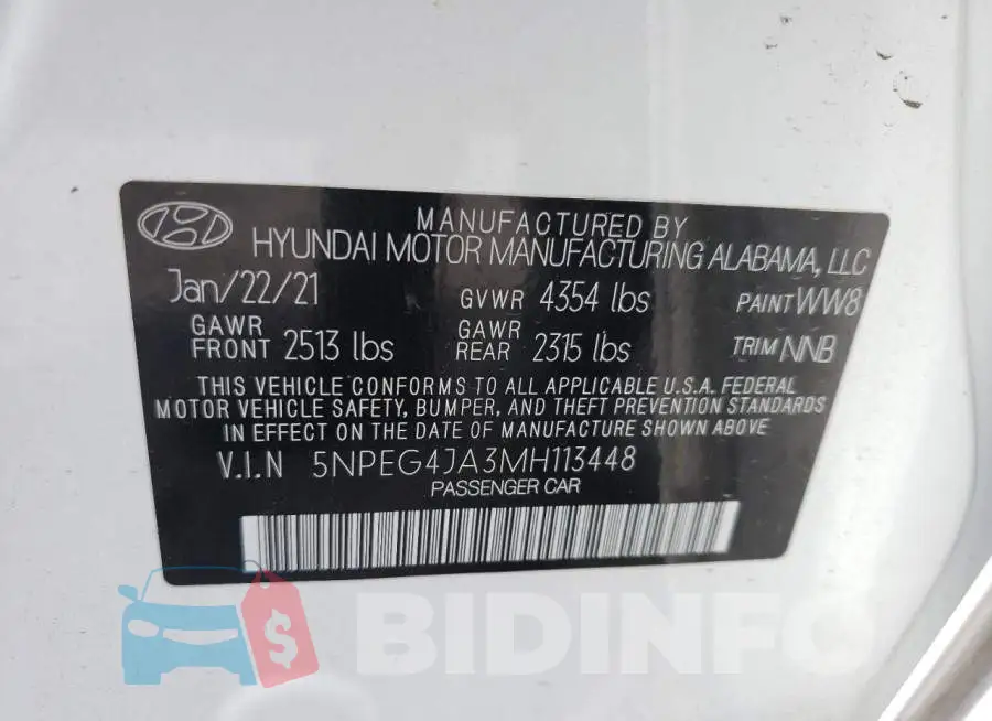 5NPEG4JA3MH113448 Photo# 10