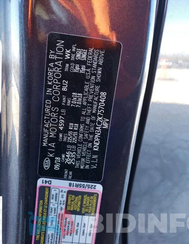 KNDPN3AC2K7570408 Photo# 10
