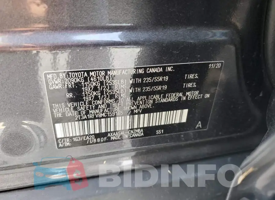 2T3A1RFV8MC159165 Photo# 10