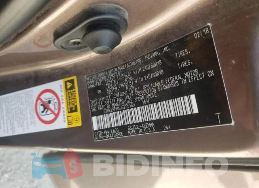 5TDKZRFHXJS255169 Photo# 10