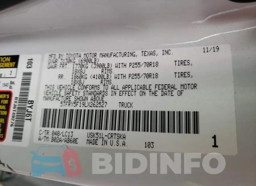 5TFRY5F19LX262527 Photo# 10