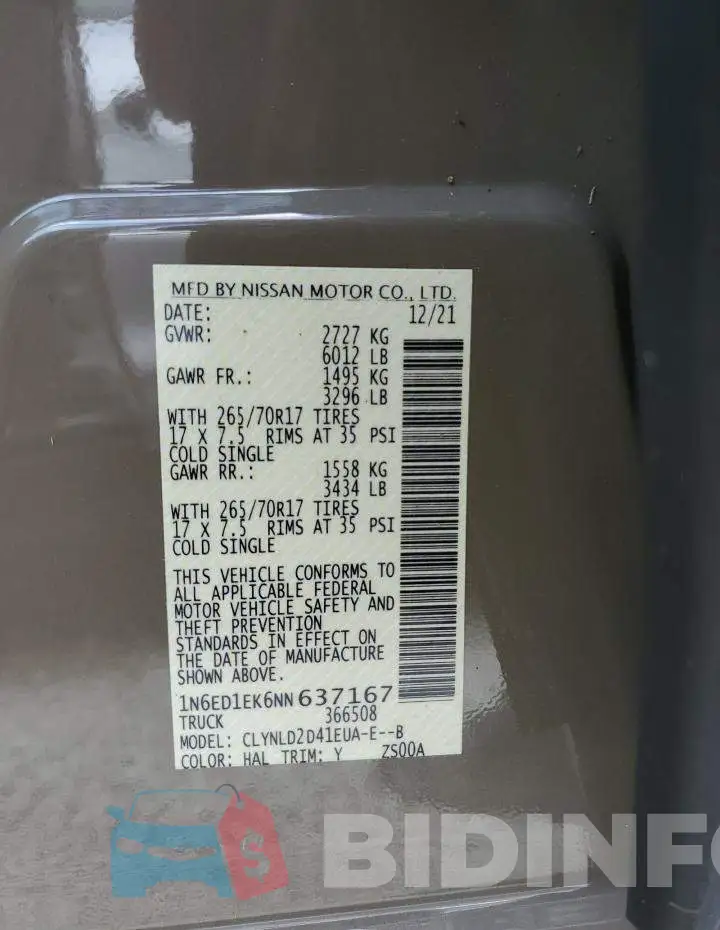 1N6ED1EK6NN637167 Photo# 10