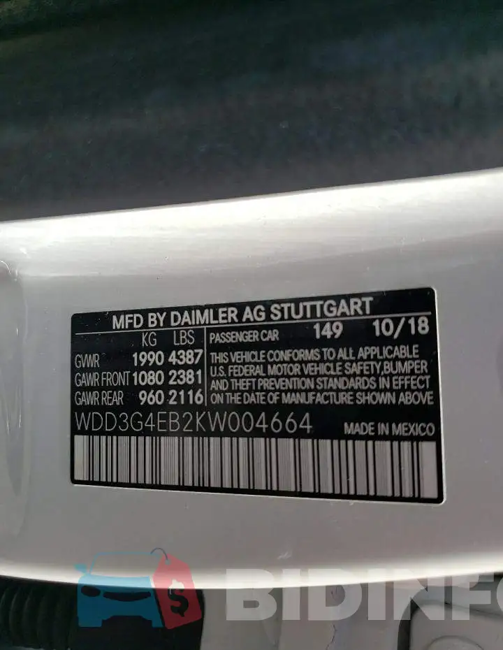 WDD3G4EB2KW004664 Photo# 10
