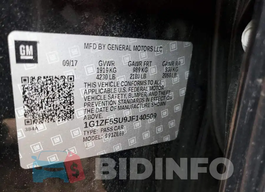 1G1ZF5SU9JF140509 Photo# 12