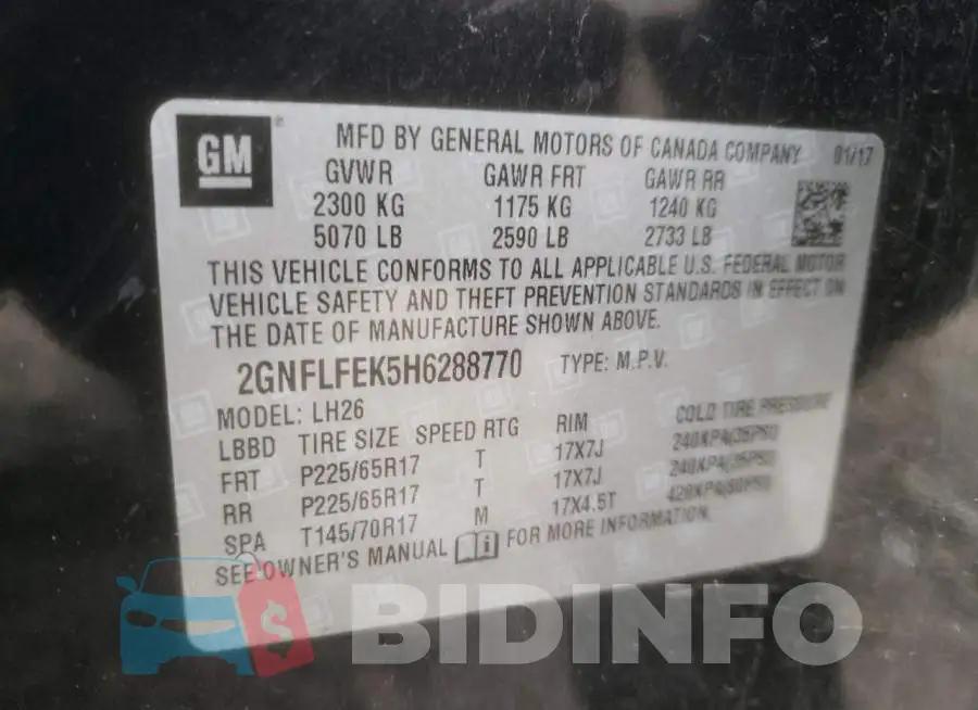 2GNFLFEK5H6288770 Photo# 10