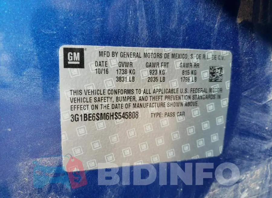 3G1BE6SM6HS545808 Photo# 10