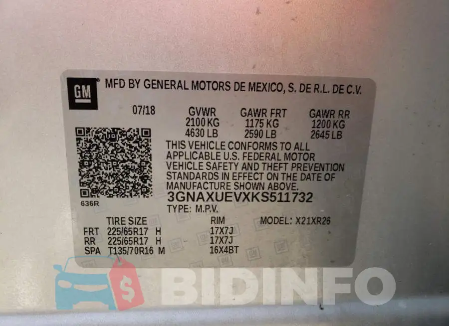 3GNAXUEVXKS511732 Photo# 10