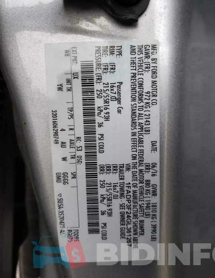 1FADP3F24GL361267 Photo# 12