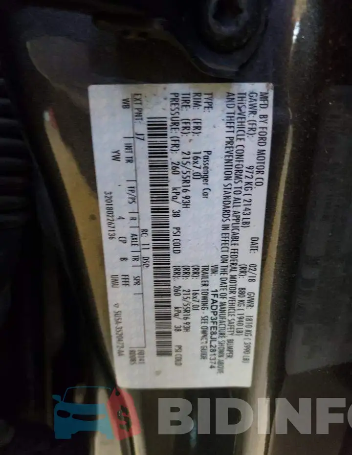 1FADP3FE8JL281374 Photo# 10