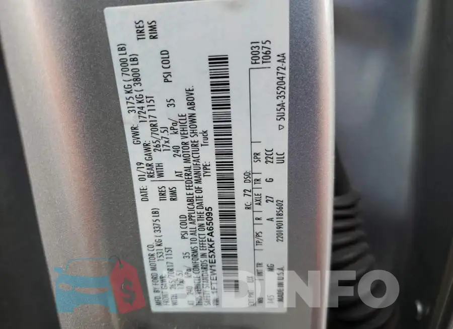1FTEW1E5XKFA65095 Photo# 10