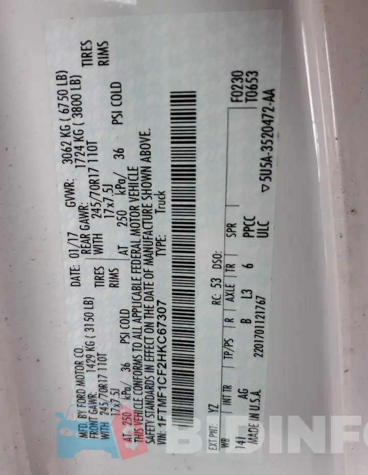 1FTMF1CF2HKC67307 Photo# 10