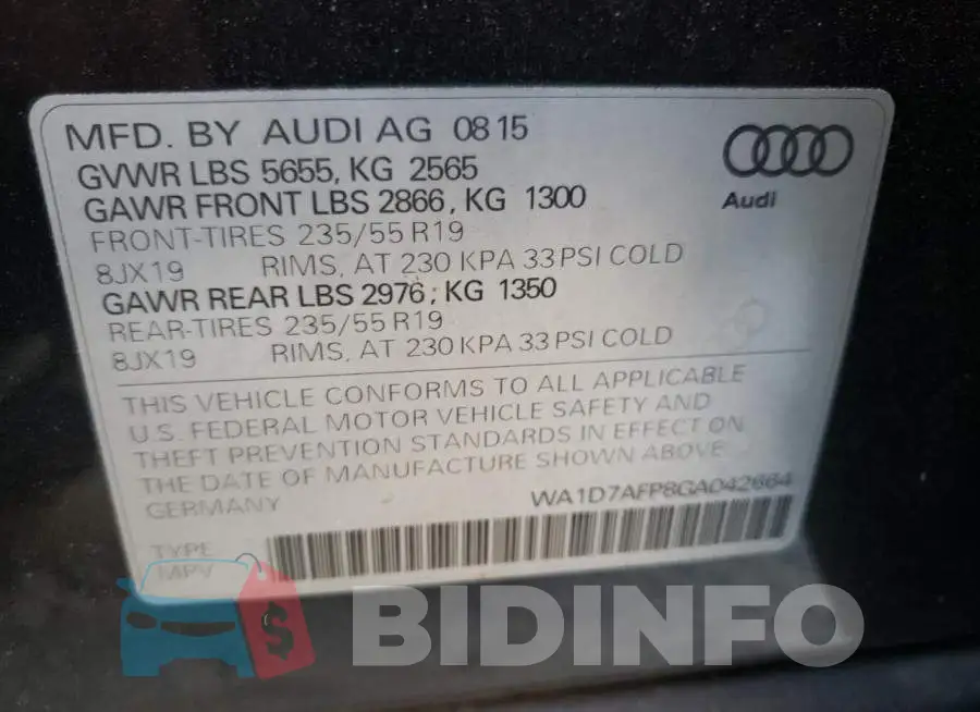 WA1D7AFP8GA042664 Photo# 10