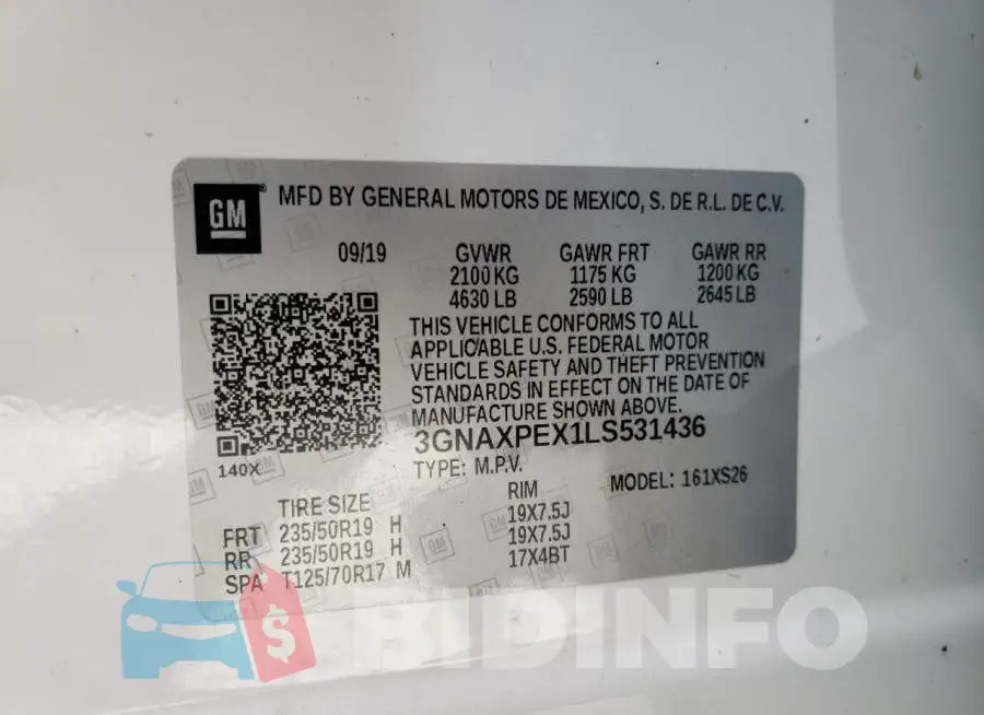 3GNAXPEX1LS531436 Photo# 10