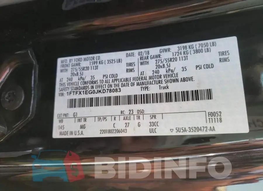 1FTFX1EG0JKD78083 Photo# 10