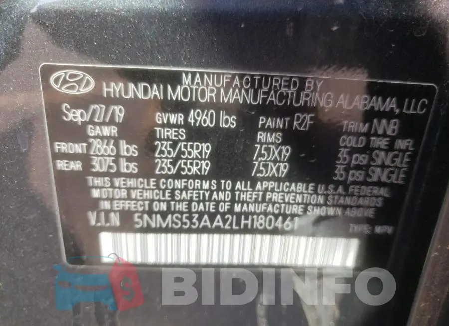 5NMS53AA2LH180461 Photo# 10