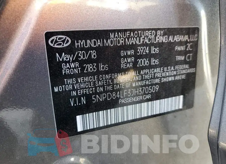 5NPD84LF3JH370509 Photo# 10