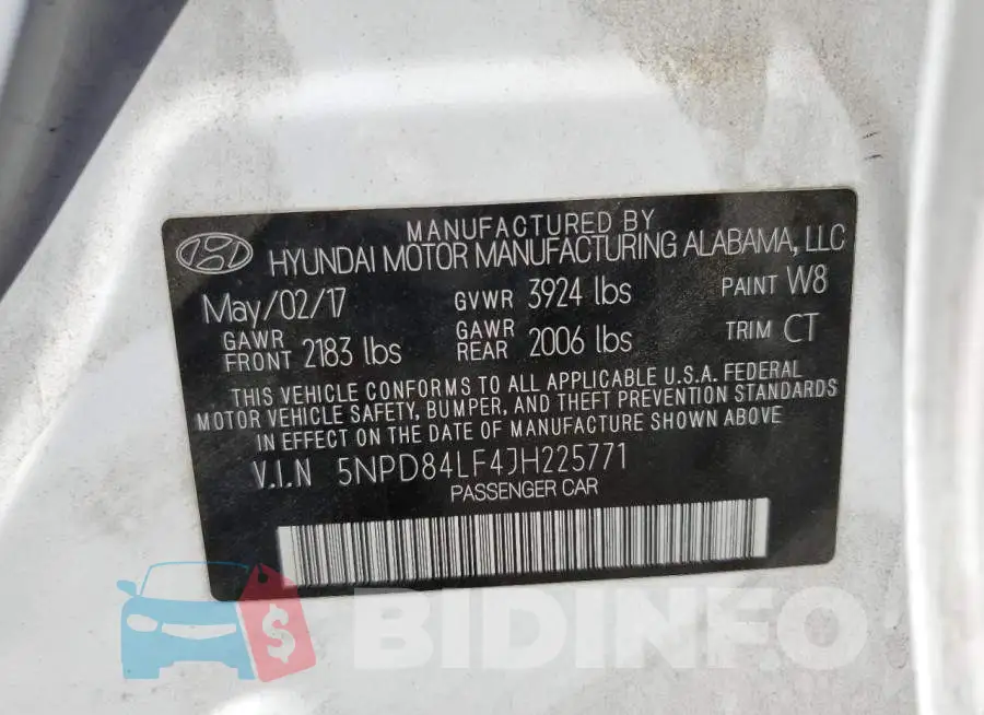 5NPD84LF4JH225771 Photo# 10