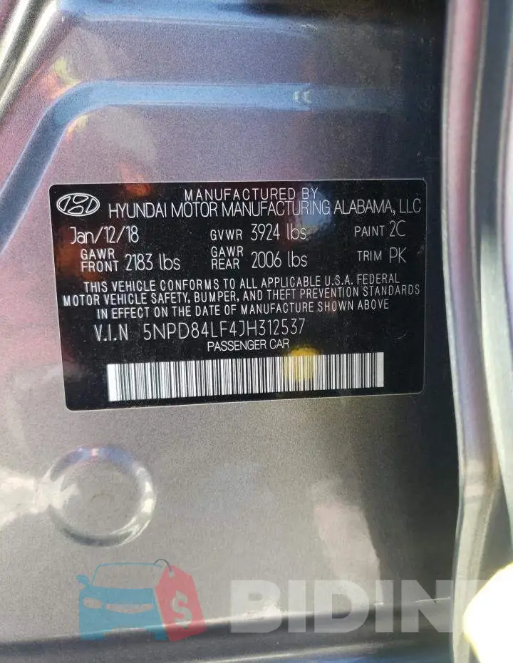 5NPD84LF4JH312537 Photo# 10