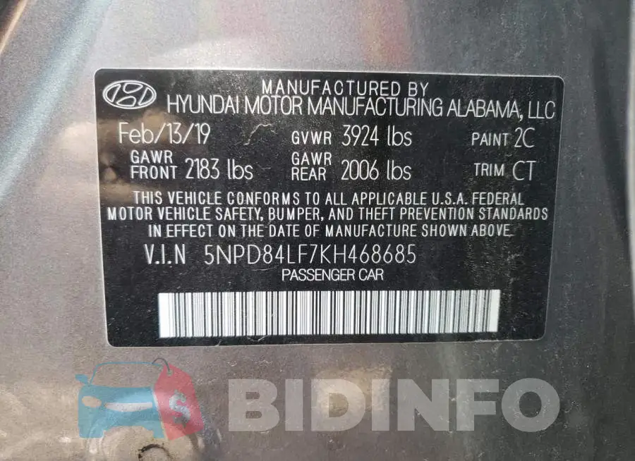 5NPD84LF7KH468685 Photo# 10