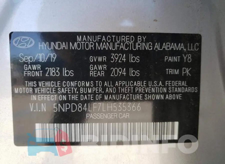 5NPD84LF7LH535366 Photo# 10
