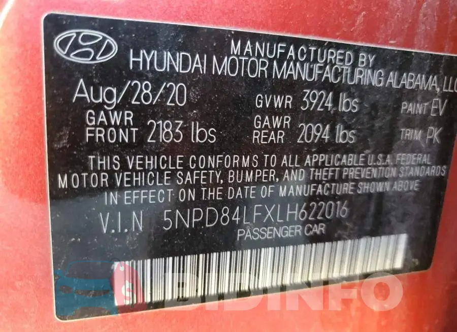 5NPD84LFXLH622016 Photo# 10