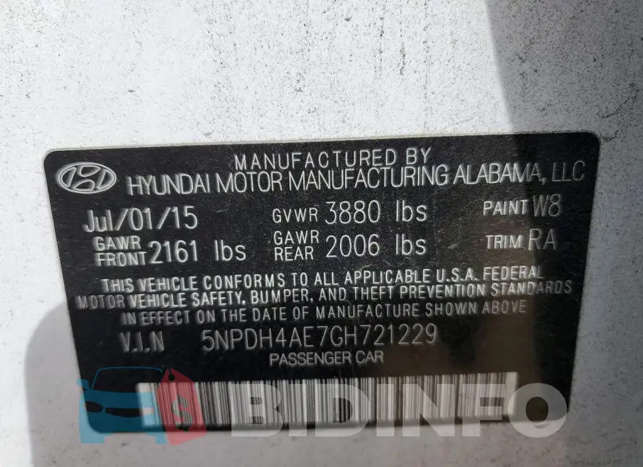 5NPDH4AE7GH721229 Photo# 10