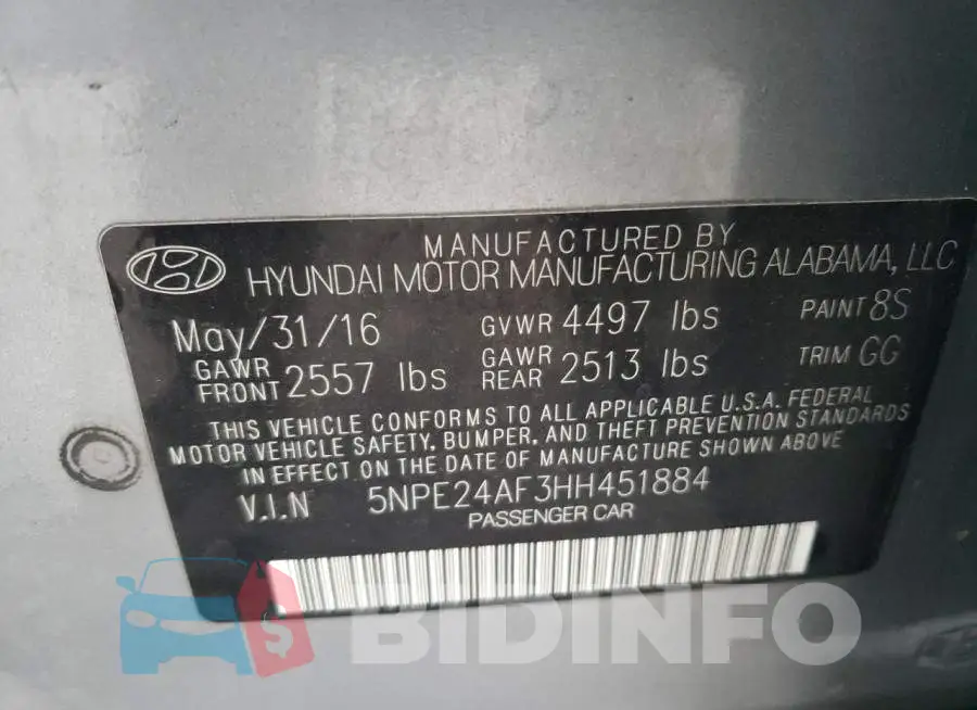 5NPE24AF3HH451884 Photo# 12