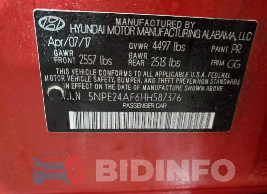 5NPE24AF6HH587376 Photo# 10