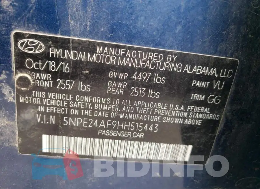 5NPE24AF9HH515443 Photo# 10