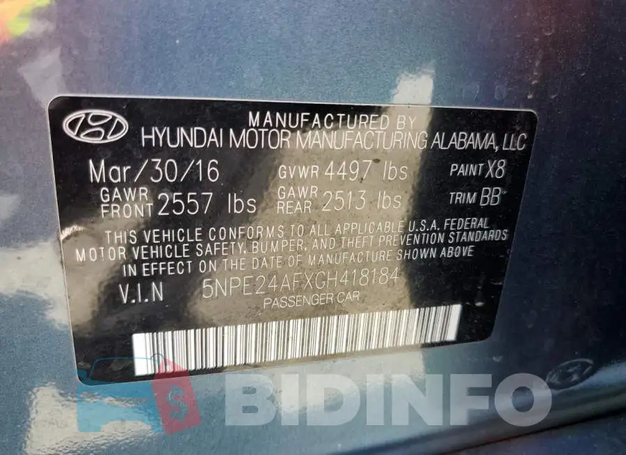 5NPE24AFXGH418184 Photo# 10