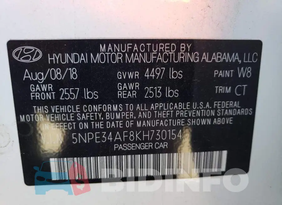 5NPE34AF8KH730154 Photo# 10