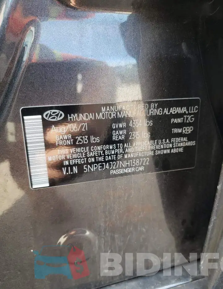 5NPEJ4J27NH138722 Photo# 10