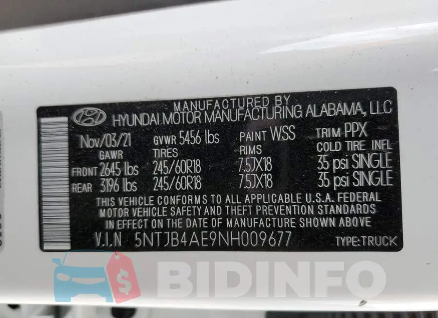 5NTJB4AE9NH009677 Photo# 12