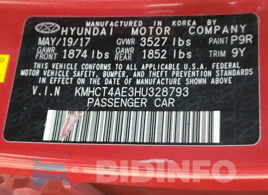 KMHCT4AE3HU328793 Photo# 10
