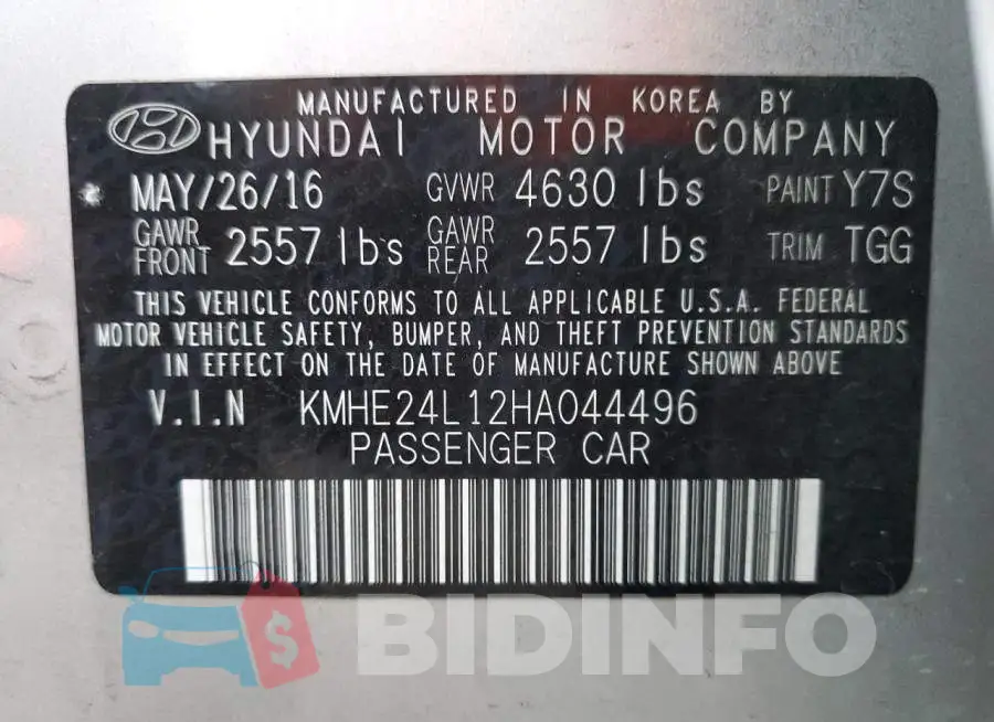 KMHE24L12HA044496 Photo# 10