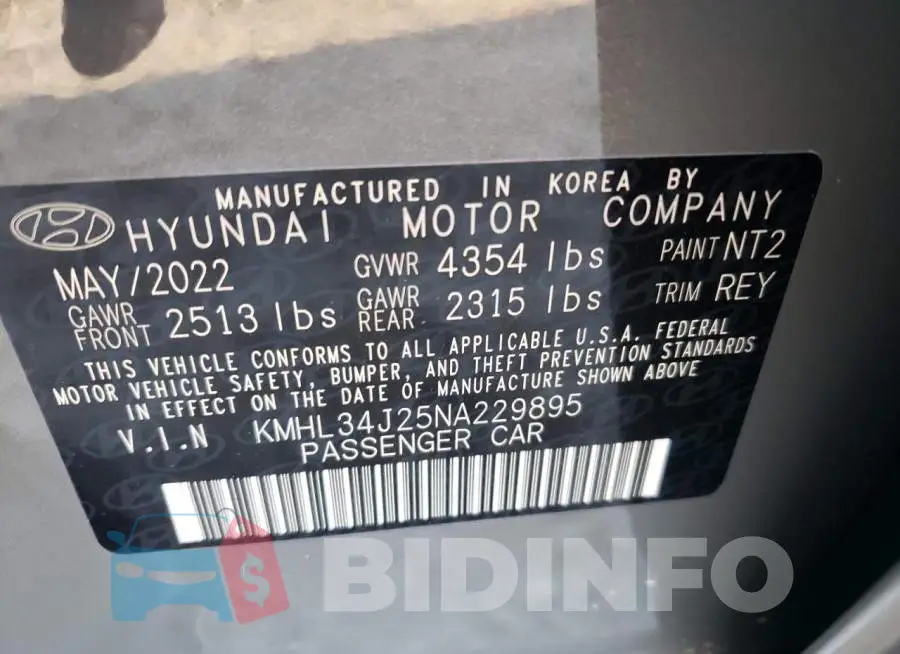 KMHL34J25NA229895 Photo# 10