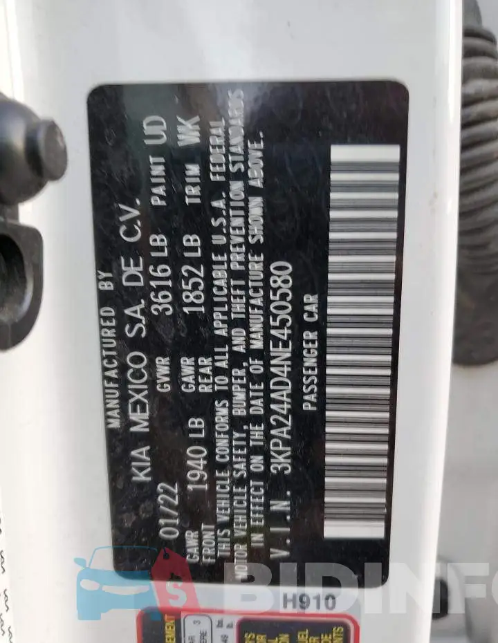 3KPA24AD4NE450580 Photo# 10
