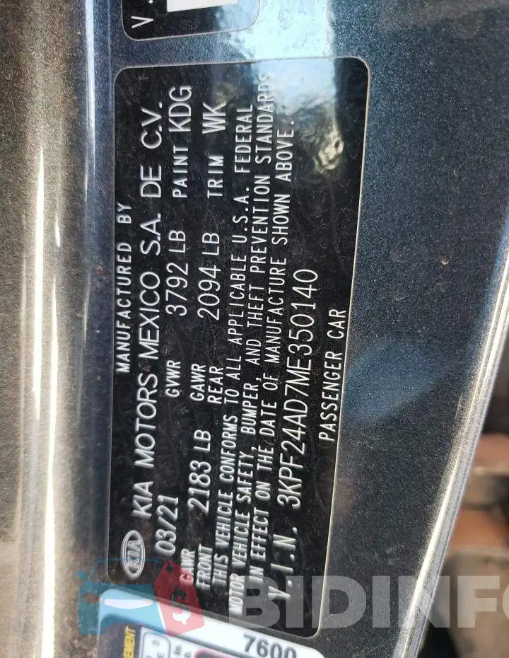 3KPF24AD7ME350140 Photo# 10