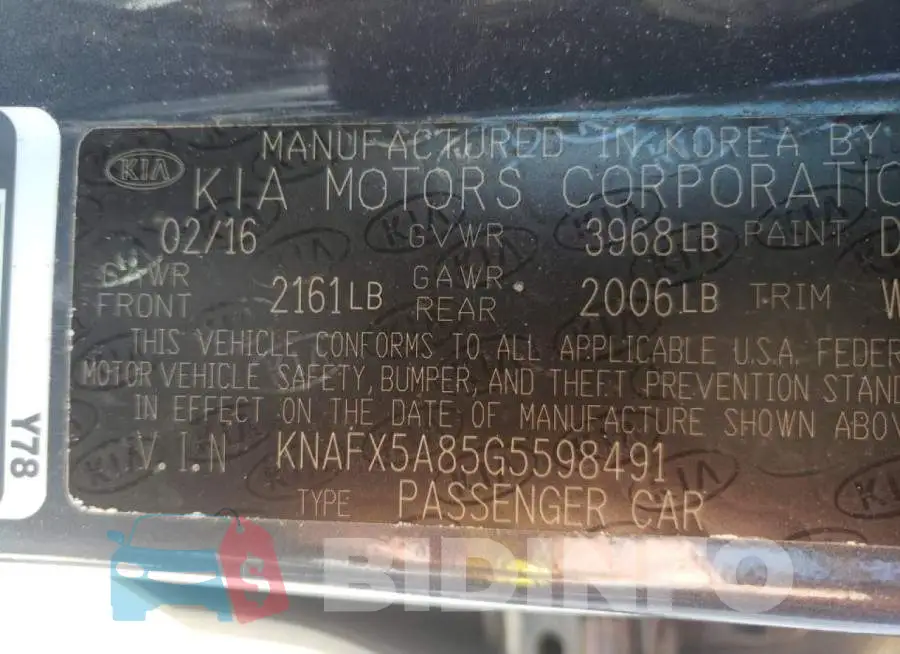 KNAFX5A85G5598491 Photo# 10