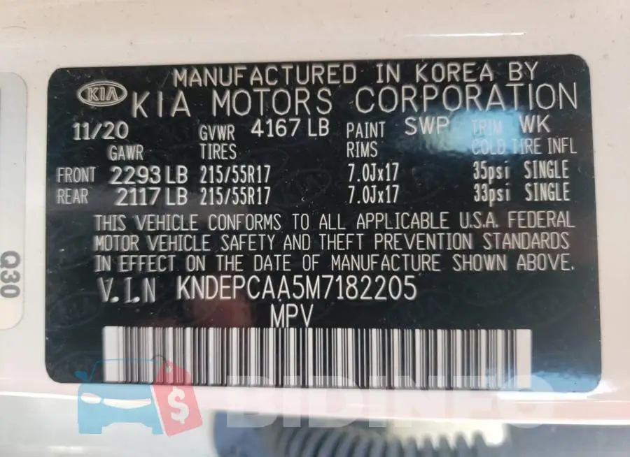 KNDEPCAA5M7182205 Photo# 10