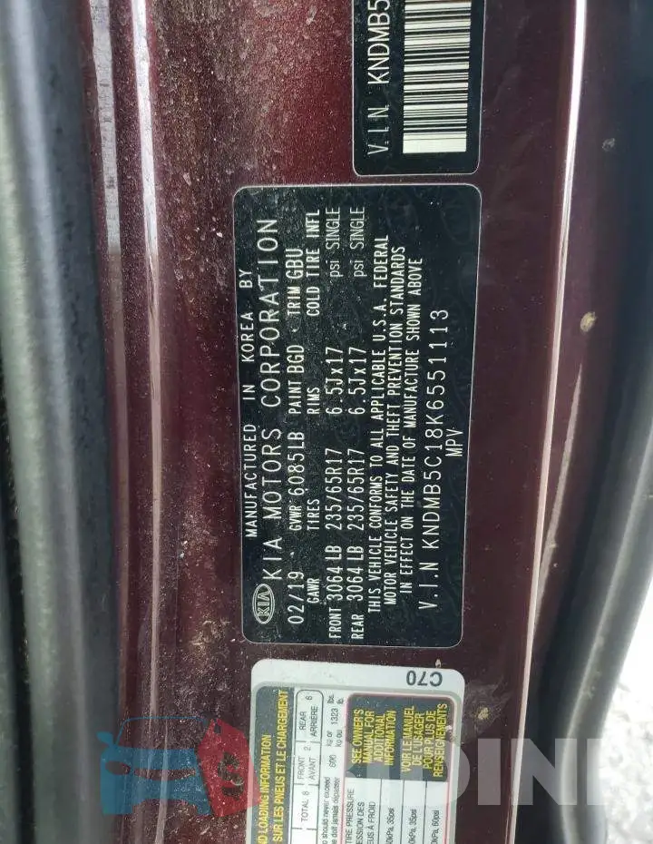 KNDMB5C18K6551113 Photo# 10
