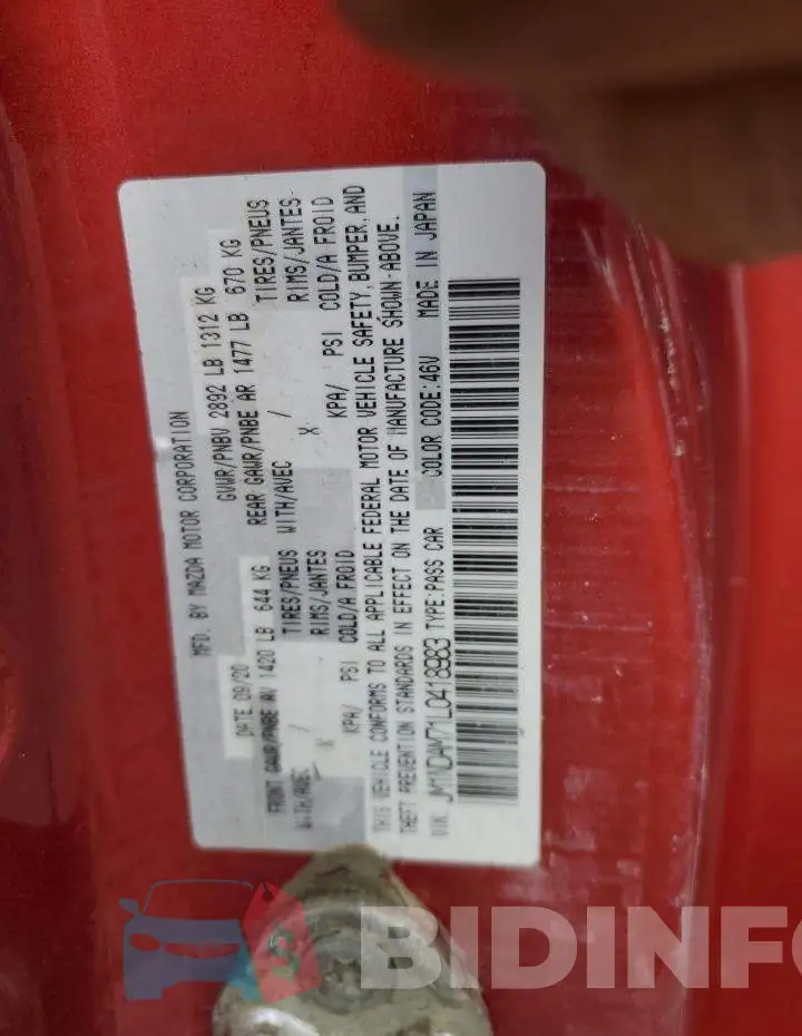 JM1NDAM71L0418983 Photo# 10