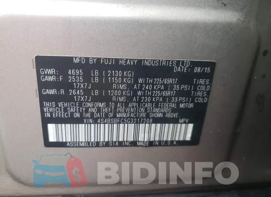 4S4BSBFC5G3217208 Photo# 10