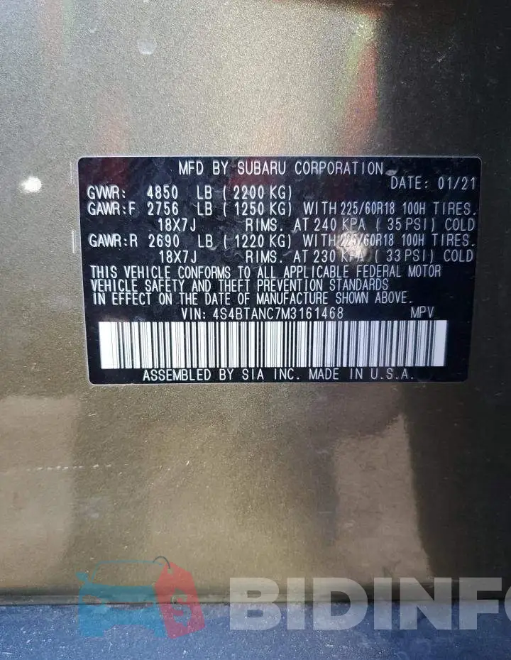 4S4BTANC7M3161468 Photo# 10