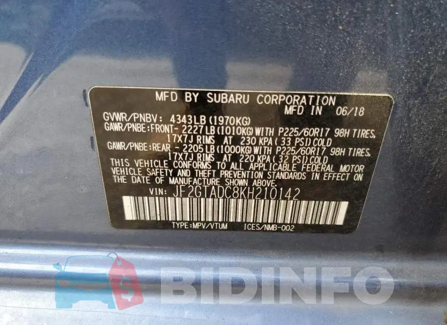 JF2GTADC8KH210142 Photo# 10