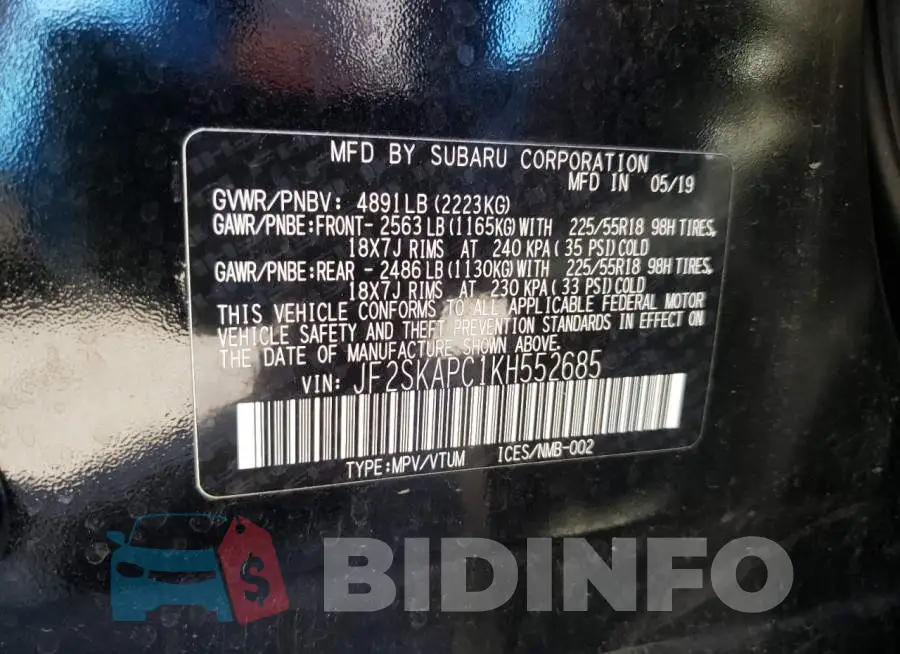 JF2SKAPC1KH552685 Photo# 10