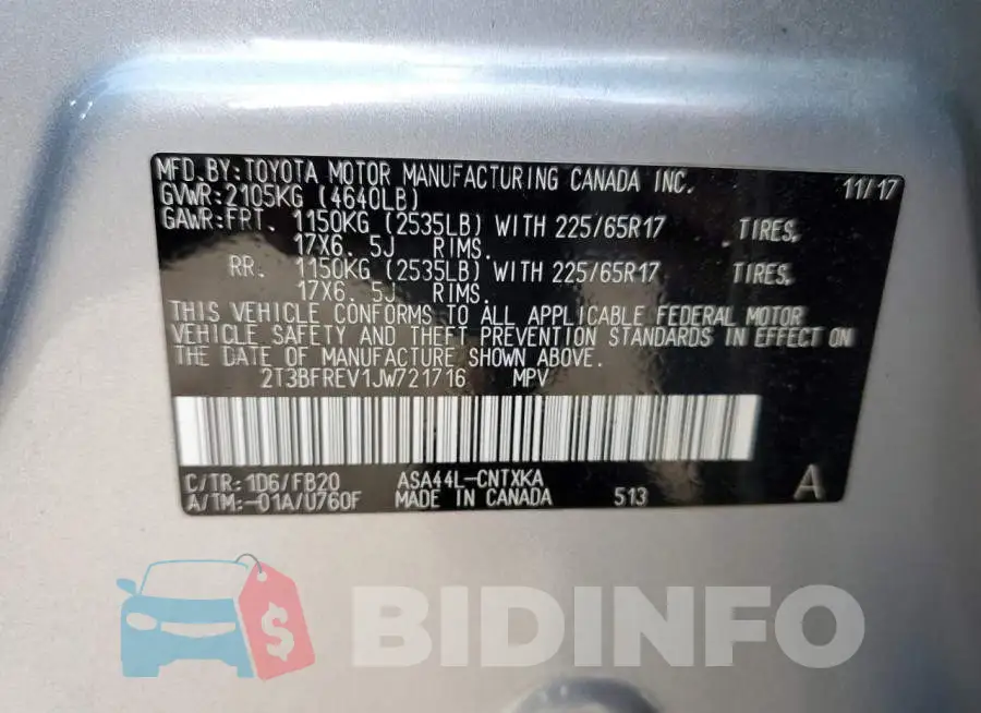 2T3BFREV1JW721716 Photo# 10