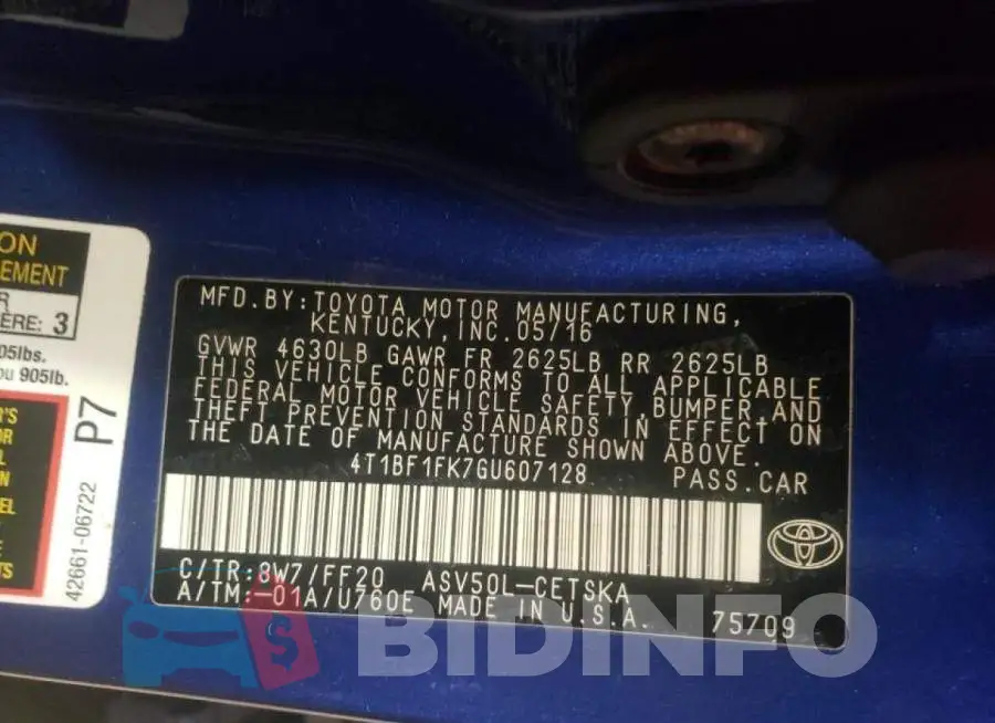 4T1BF1FK7GU607128 Photo# 12
